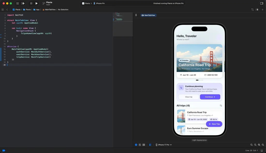 Plavia Xcode preview